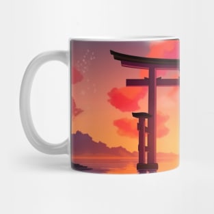 Japanese Torii Gate Sea at Sunset Landscape – Anime Wallpaper Mug